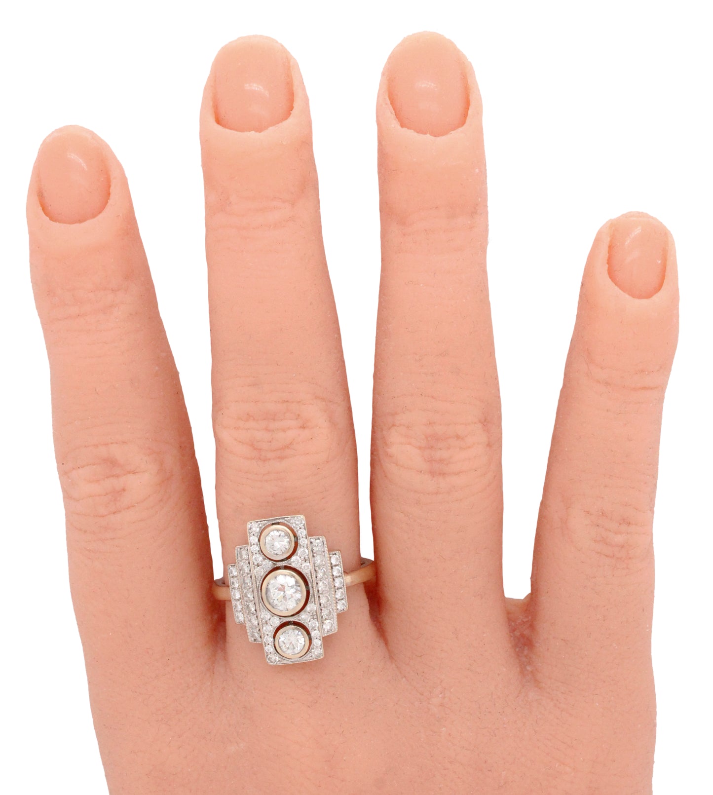 Antique Art Deco 1.40ctw Diamond Rectangular Cocktail Ring - 18k White Gold