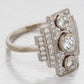 Antique Art Deco 1.40ctw Diamond Rectangular Cocktail Ring - 18k White Gold