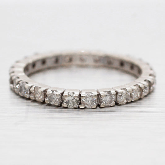 Vintage 0.75ctw Diamond Eternity Band Ring - 14k White Gold | Size 5.5