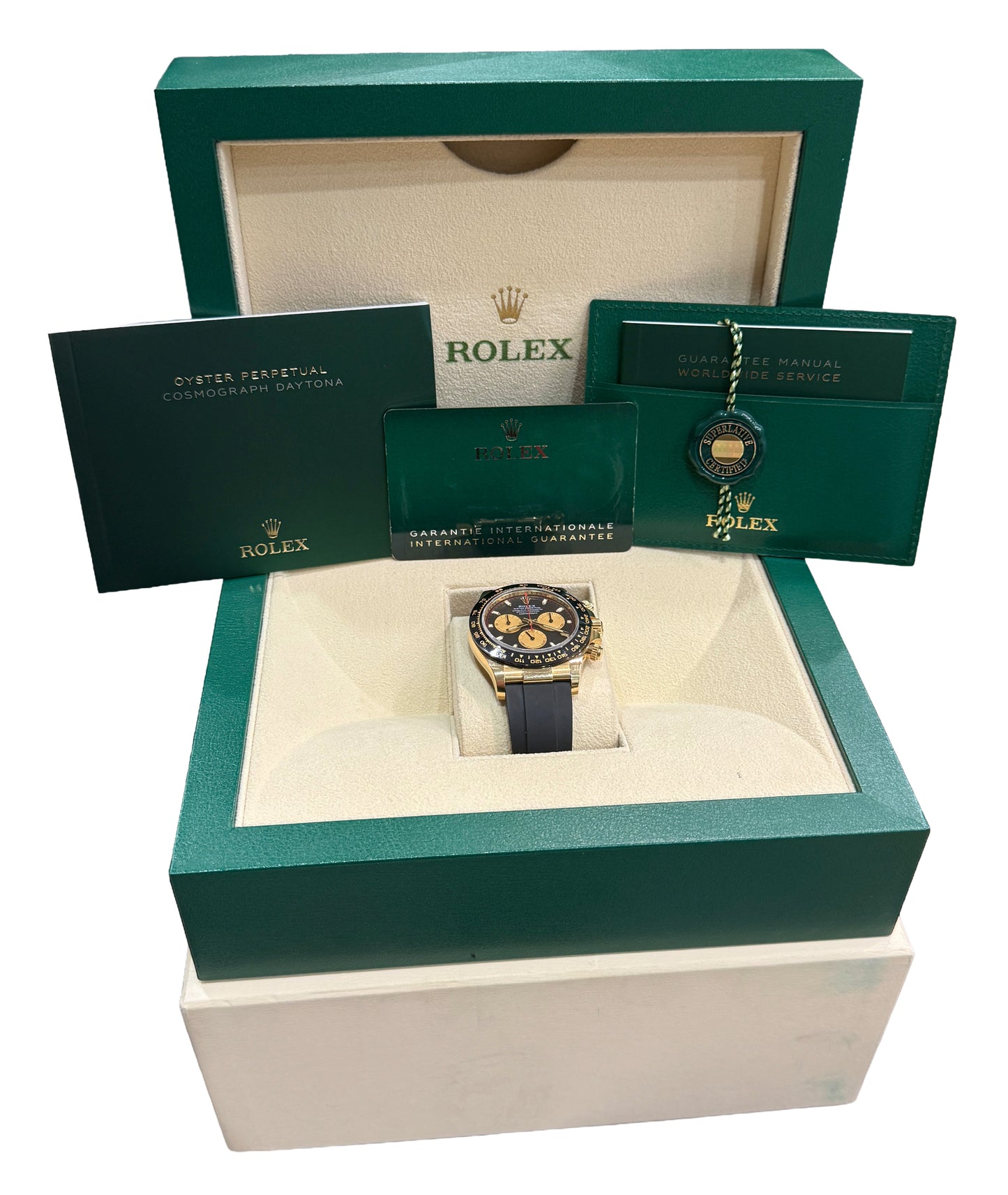 2022 PAPERS Rolex Daytona NEWMAN Black 18K Yellow Gold Oysterflex 116518 LN BOX
