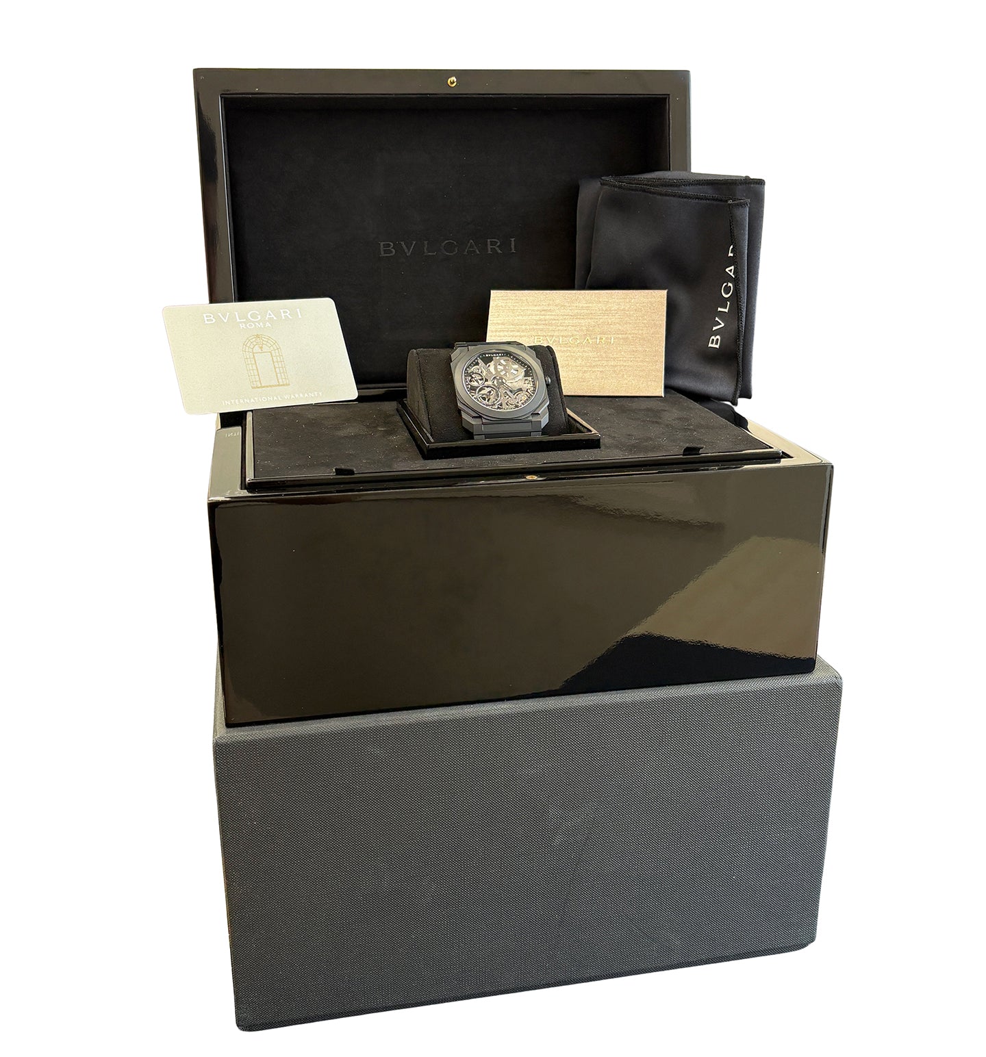 PAPERS BVLGARI Bulgari Octo Finissimo SKELETON 40 BLACK CERAMIC 103126 Watch BOX