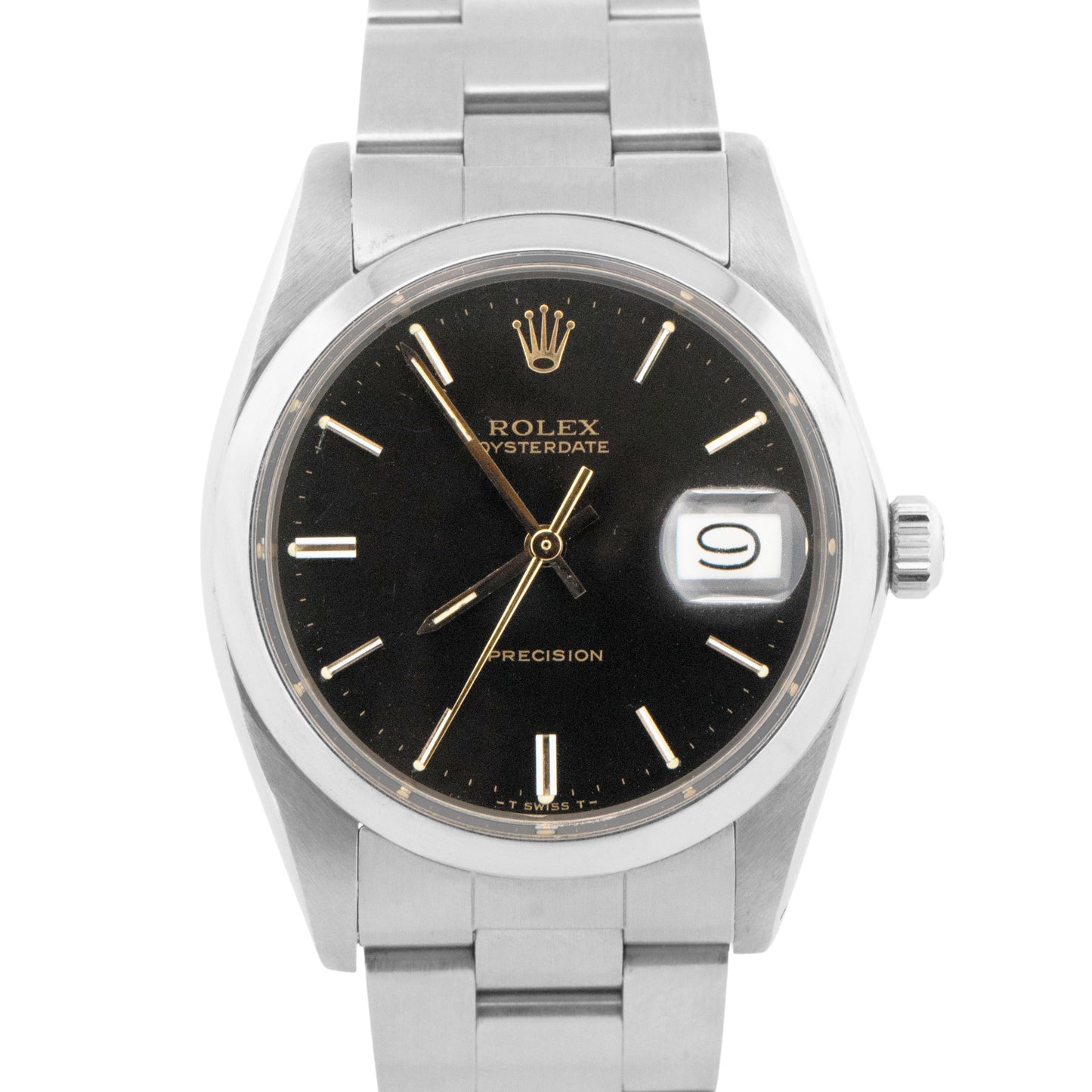 Rolex SERVICE CENTER Oysterdate Precision BLACK Stainless 34mm 6694 Watch BOX