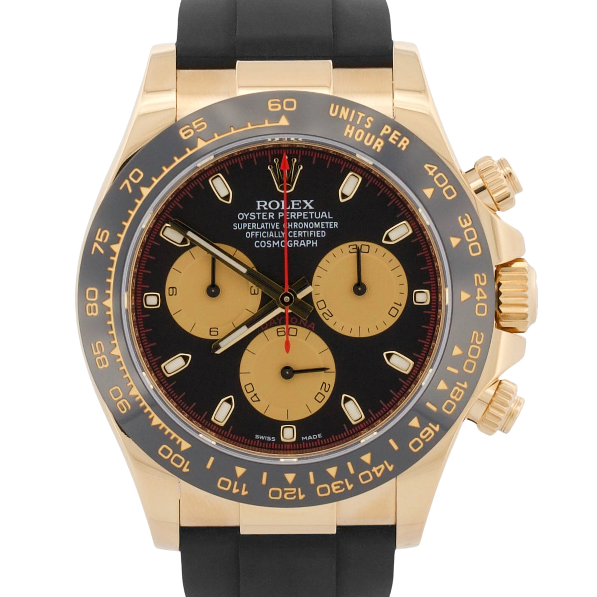 2020 Rolex Daytona 116518 LN Black Newman 18K Yellow Gold Oysterflex Box Papers