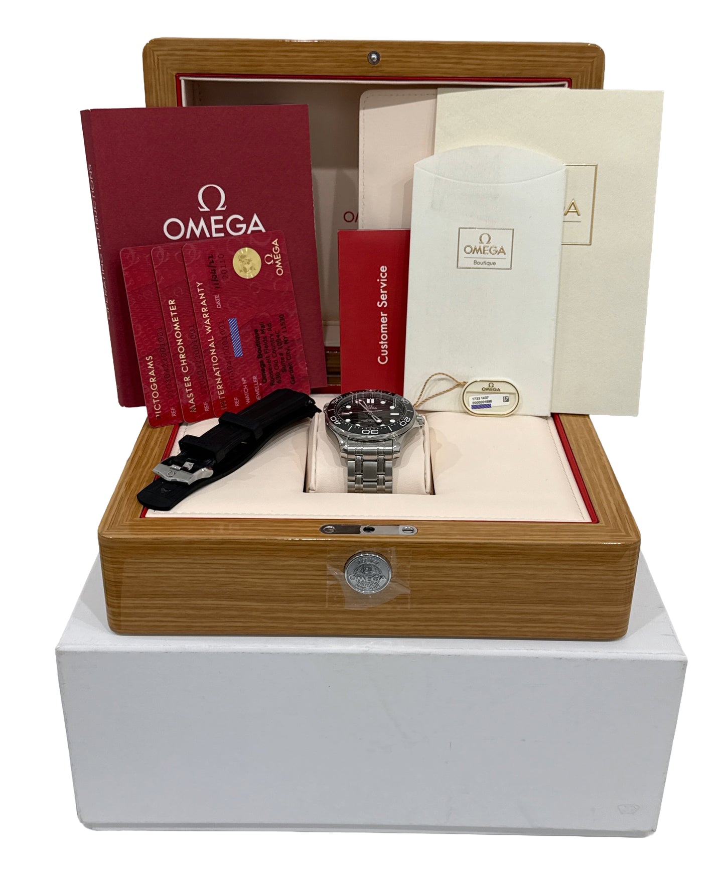 2022 PAPERS Omega Seamaster Diver 42mm BLACK Wave Steel 210.30.42.20.01.001 BOX