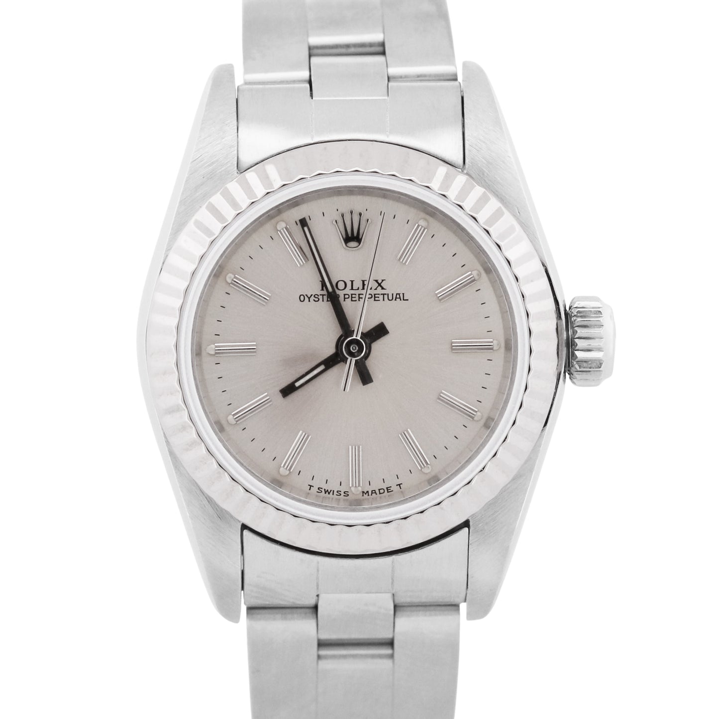 1993 Rolex Oyster Perpetual 24mm SILVER Stainless Steel 18K Gold OYSTER 67194