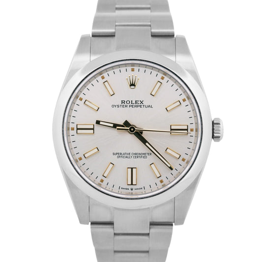 2020 PAPERS Rolex Oyster Perpetual 41 SILVER Stainless Oyster 41mm 124300 BOX