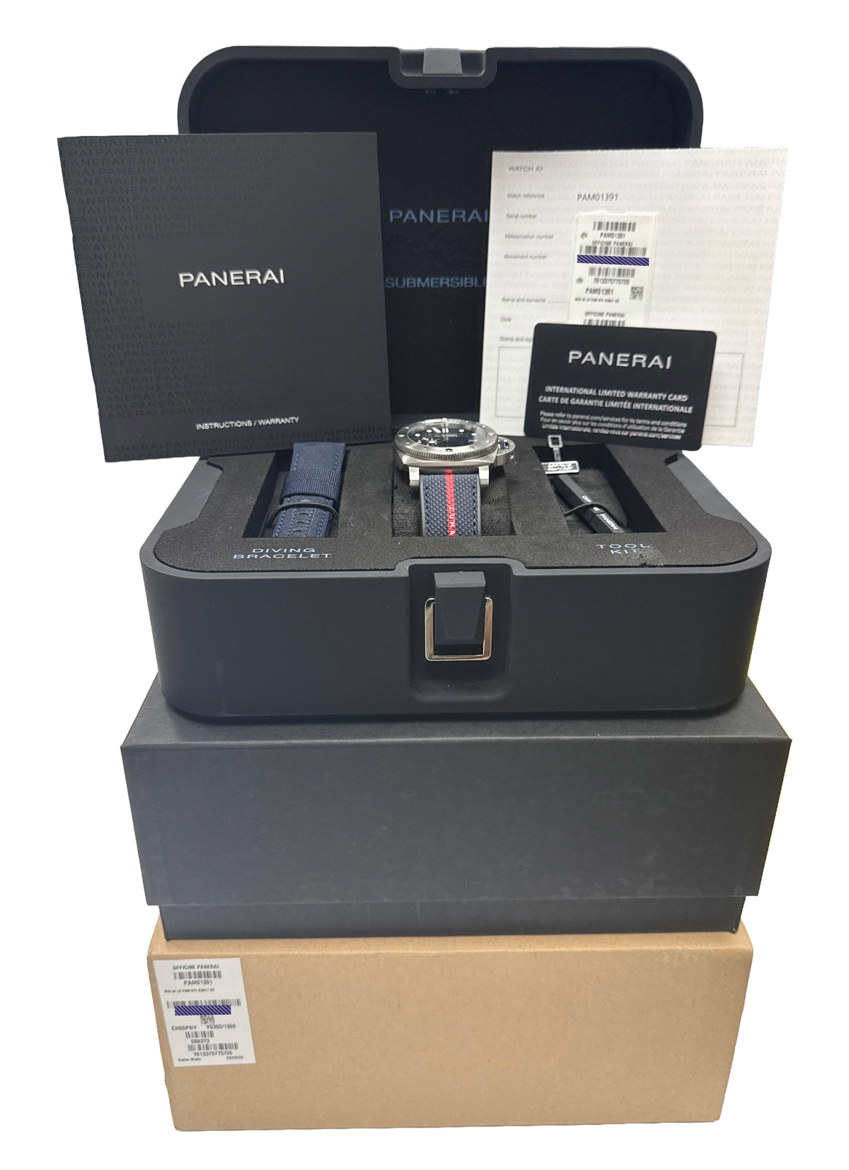 Panerai Submersible PAM01391 QuarantaQuattro Luna Rossa Blue 44mm Box Papers