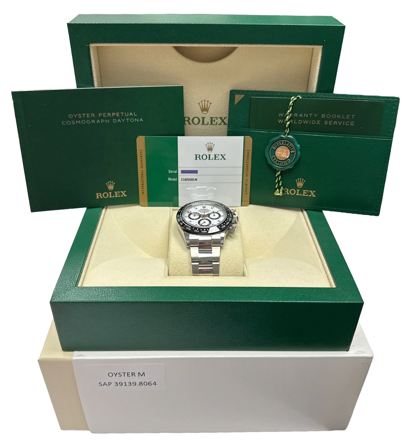 2019 PAPERS Rolex Daytona Cosmograph 40mm PANDA White Ceramic 116500 LN BOX