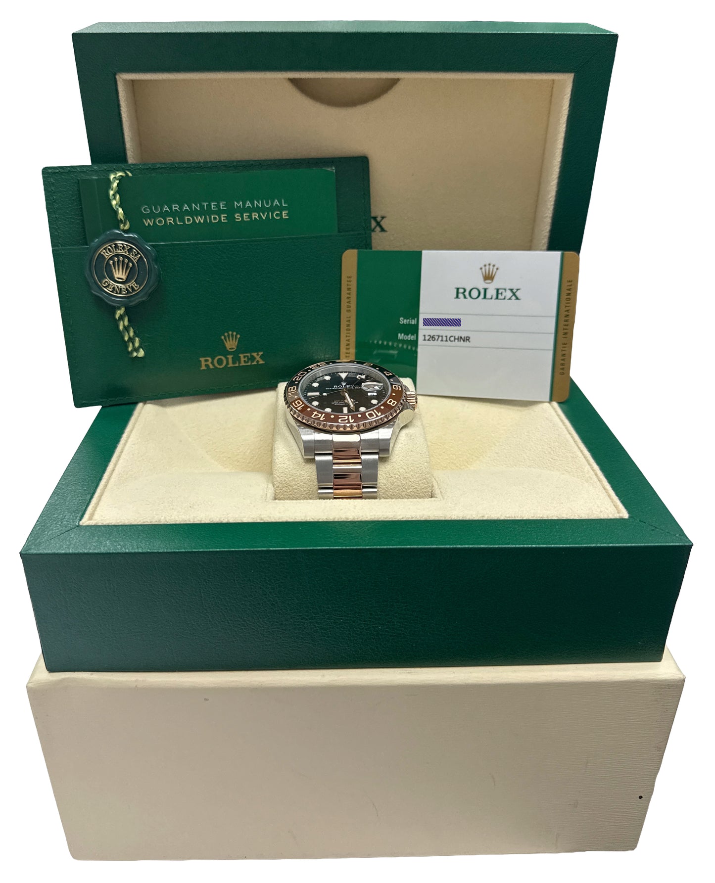 2019 PAPERS Rolex GMT-Master II ROOT BEER Two-Tone 18K Gold 40mm 126711 CHNR BOX