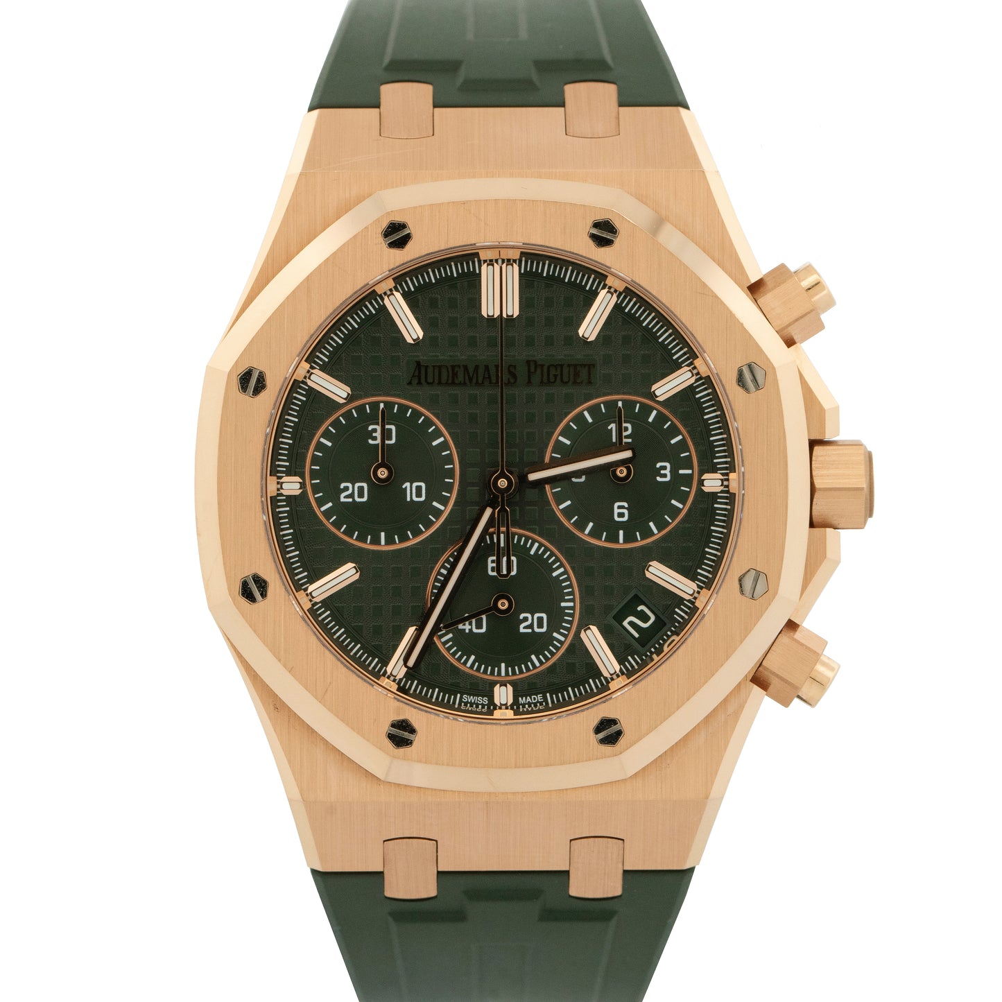 Audemars Piguet Royal Oak Chrono Green 18K Rose Gold 41mm Watch 26240OR B+P