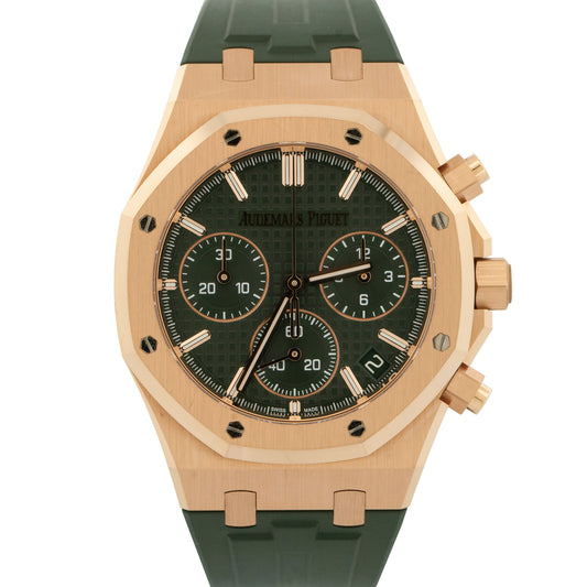 Audemars Piguet Royal Oak Chrono Green 18K Rose Gold 41mm Watch 26240OR B+P