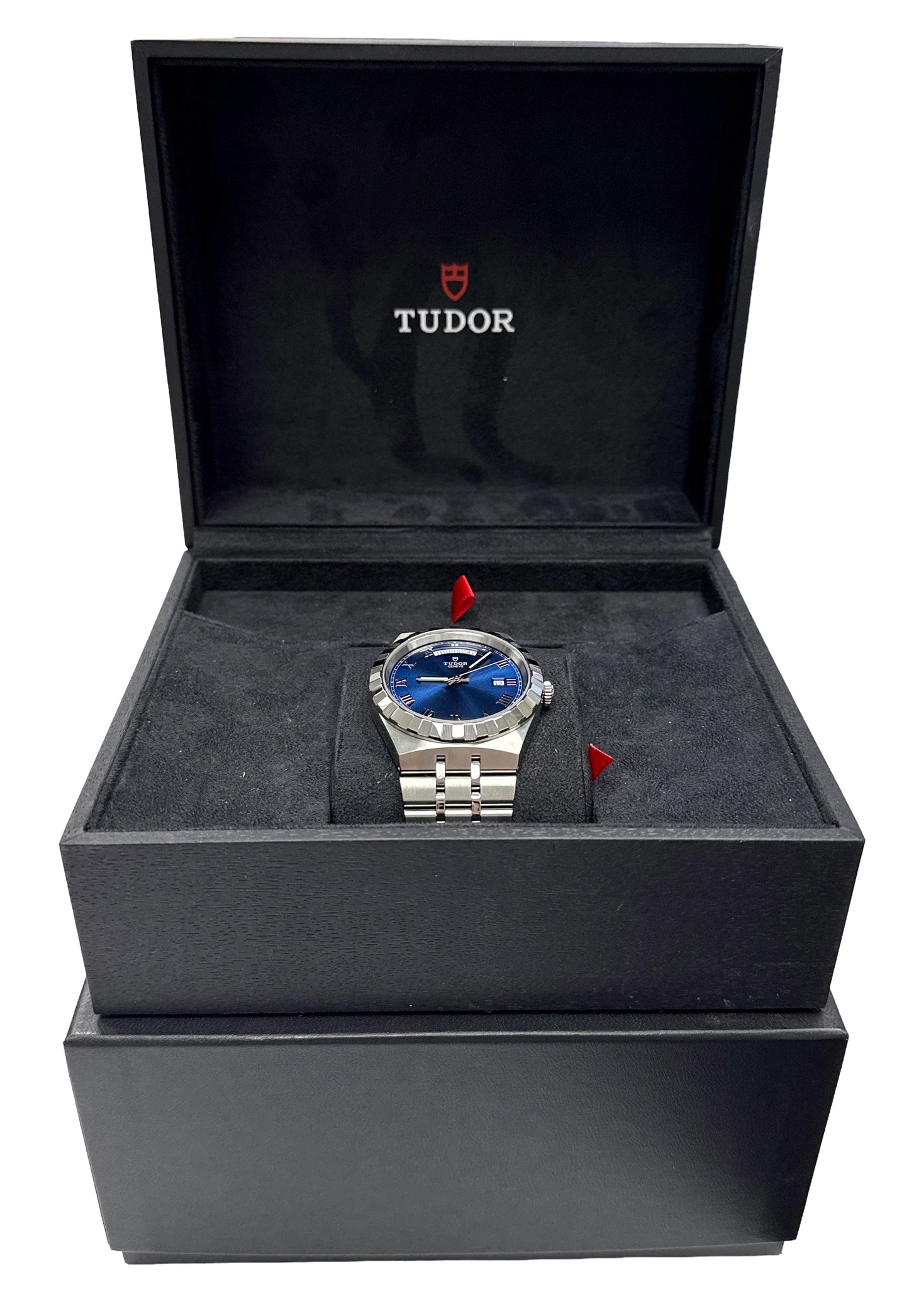 Tudor Royal 41mm BLUE ROMAN Stainless Steel Day-Date 28600 Automatic Watch BOX