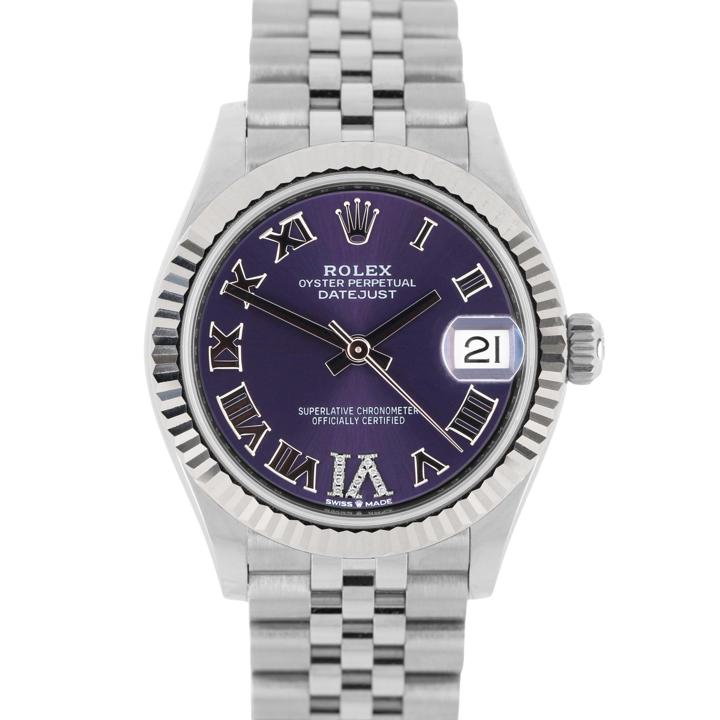 Rolex, Rolex Datejust, Datejust, Rolex Datejust 31, Rolex Fluted, Fluted, Rolex Jubilee, Jubilee, Rolex Aubergine, Aubergine Dial, Rolex Purple, Purple Dial, Rolex 278274, 278274, Rolex Datejust Diamonds, Rolex Diamonds, Datejust Diamonds, Diamonds