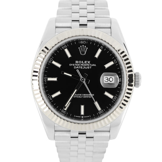 Rolex, Rolex Datejust, Datejust, Rolex Datejust 41, Datejust 41, Rolex 41mm, Rolex Black Datejust, Black Datejust, Rolex 18k Fluted Bezel, Rolex Fluted, Fluted Bezel, 18k Gold Fluted Bezel, Rolex Jubilee, Jubilee, Rolex 126334, 126334