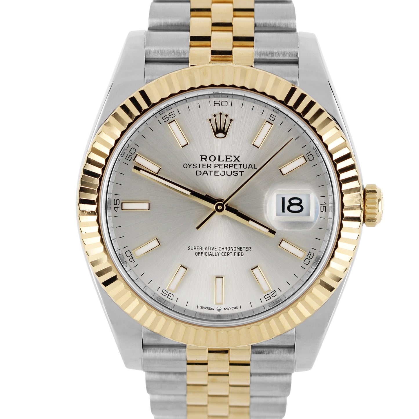 Rolex, Rolex Datejust, Datejust, Rolex Datejust 41, Datejust 41, Rolex Two-Tone, Two Tone. Rolex Silver Dial, Rolex Fluted Bezel, Fluted, Fluted Bezel, Rolex Jubilee Bracelet, Jubilee, Jubilee Bracelet, Rolex 126333, 126333