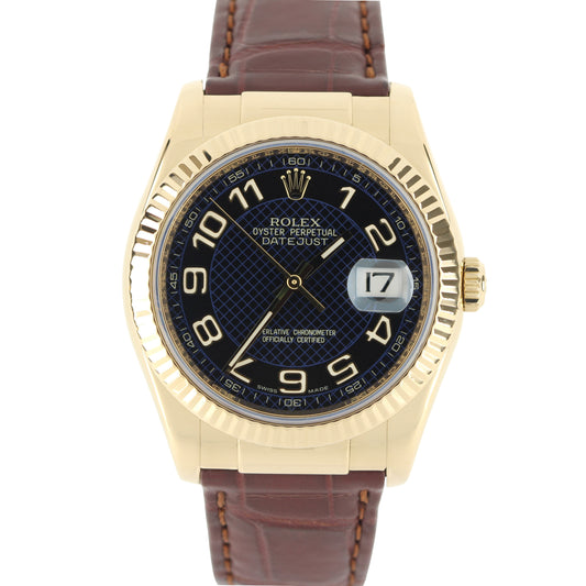 Rolex, Rolex Datejust, Datejust, Rolex Datejust 36, Datejust 36, Rolex 18k Gold, 18k Gold Datejust, Rolex Concentric Dial, Concentric Dial, Rolex Blue Concentric Arabic , Rolex 116138, 116138