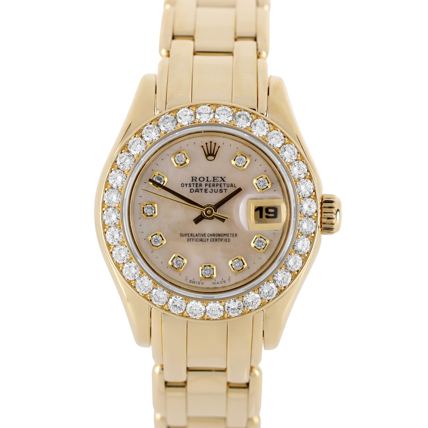 Rolex, Rolex Datejust, Datejust, Rolex Datejust Pearlmaster, Datejust Pearlmaster, Rolex Pearlmaster, Pearlmaster, Rolex 18k Gold, Gold Datejust, Gold Pearlmaster, Rolex Diamond, Diamond Bezel, Diamond Dial, Diamond Mother of Pearl, Diamond MOP, DIA MOP, Rolex Mother of Pearl, Rolex MOP, Rolex 69298, 69298