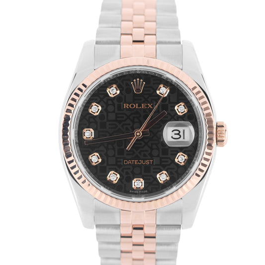 Rolex, Rolex Datejust, Datejust, Rolex Two-Tone, Rolex Rose Gold, Rolex Jubilee, Rolex Black Jubilee, Black Jubilee Dial, Rolex Black Jubilee Diamond, Black DIAMOND, Jubilee Diamond, Rolex 116231, 116231