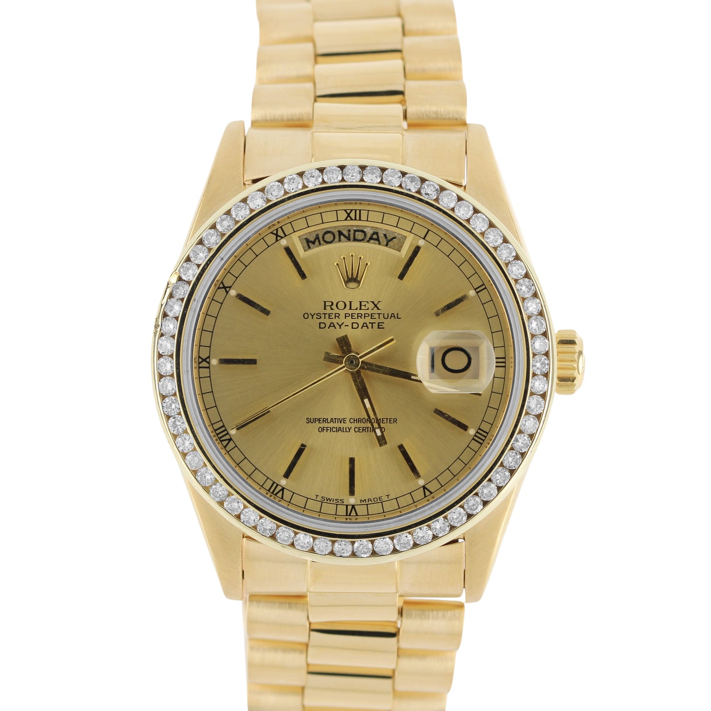 Rolex, Rolex Day-Date, Day-Date, Rolex Day-Date President, Day-Date President, President, Rolex President, Rolex 18k Gold, Gold President, Rolex DIAMOND Bezel, Rolex DIAMOND, Rolex 18038, 18038