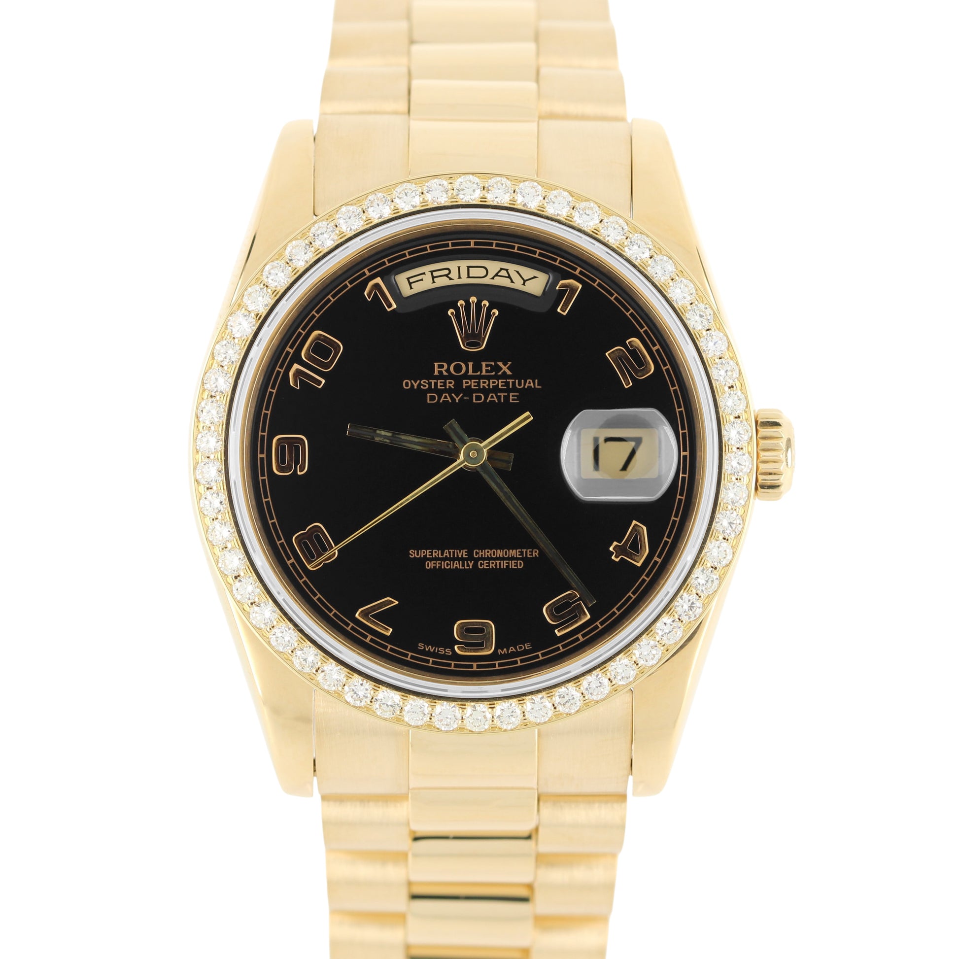 Rolex, Rolex Day-Date, Day-Date, Rolex Day-Date President, Day-Date President, President, Rolex President, Rolex 18k Gold, Gold Rolex, Rolex DIAMOND, Rolex DIAMOND Bezel, Diamond Rolex, Diamond Bezel, Rolex 118205, 118205