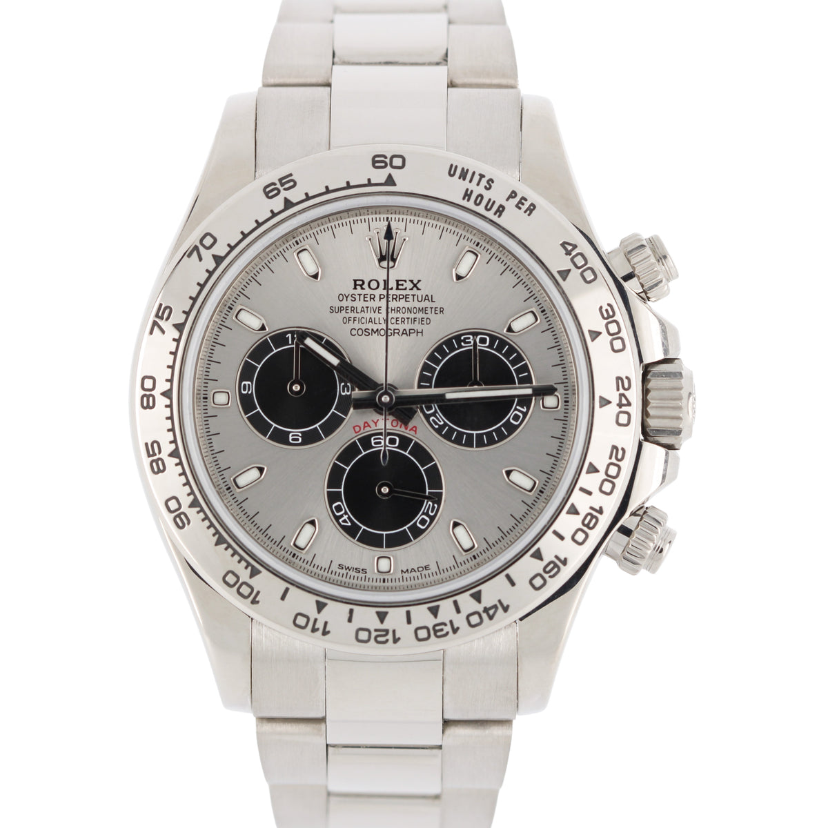 Rolex Daytona Cosmograph GHOST 18K White Gold Silver Black 116509 Watc ...