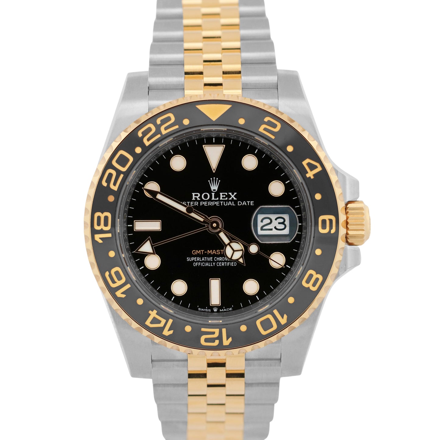 2025 PAPERS Rolex GMT-Master II BLACK 18K Gold JUBILEE Steel 126713 GRNR BOX