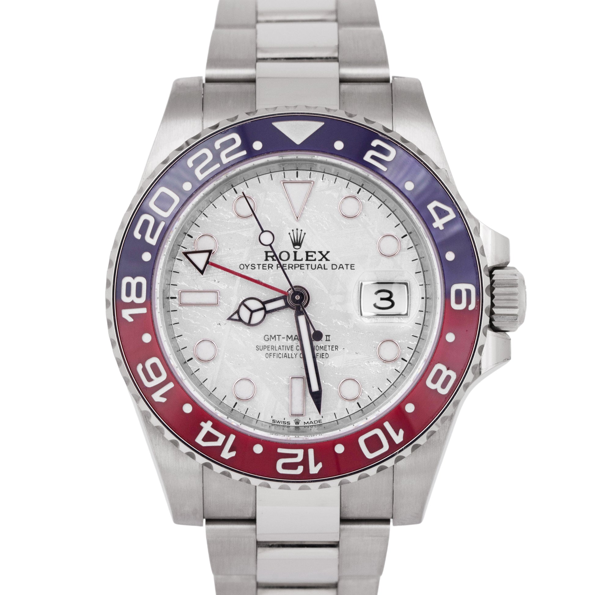 Rolex, Rolex GMT-Master II, GMT-Master II, Rolex Pepsi, GMT-Master II Pepsi, 18k White Gold Rolex, Gold Rolex, White Gold Rolex, Rolex Meteorite, Pepsi Meteorite, GMT-Master II Meteorite, White Gold Pepsi