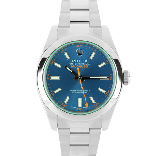 Rolex, Rolex Milgauss, Milgauss, Rolex Milgauss Z-Blue, Milgauss Z-Blue, Z-Blue, Rolex Milgauss Blue, Milgauss Blue, Rolex Green Crystal, Green Crystal, Rolex 116400, 11600, Rolex 116400GV, 116400GV