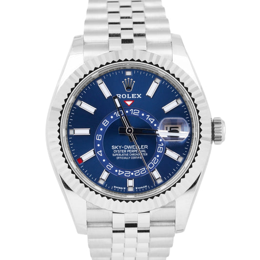 Rolex, Rolex Sky-Dweller, Sky-Dweller, Blue Sky-Dweller, Steel Rolex, Fluted Rolex, Jubilee Rolex, Fluted, Jubilee, Rolex 336934, 336934