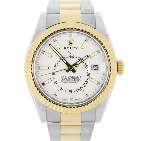 Rolex, Rolex Sky-Dweller, Sky-Dweller, Rolex Two-Tone, Two-Tone, Rolex 18k Gold, 18k Gold, Rolex Fluted, Fluted Bezel, Rolex Oyster, Oyster Bracelet, Rolex White Sky-Dweller, White Sky-Dweller, Rolex 326933, 326933