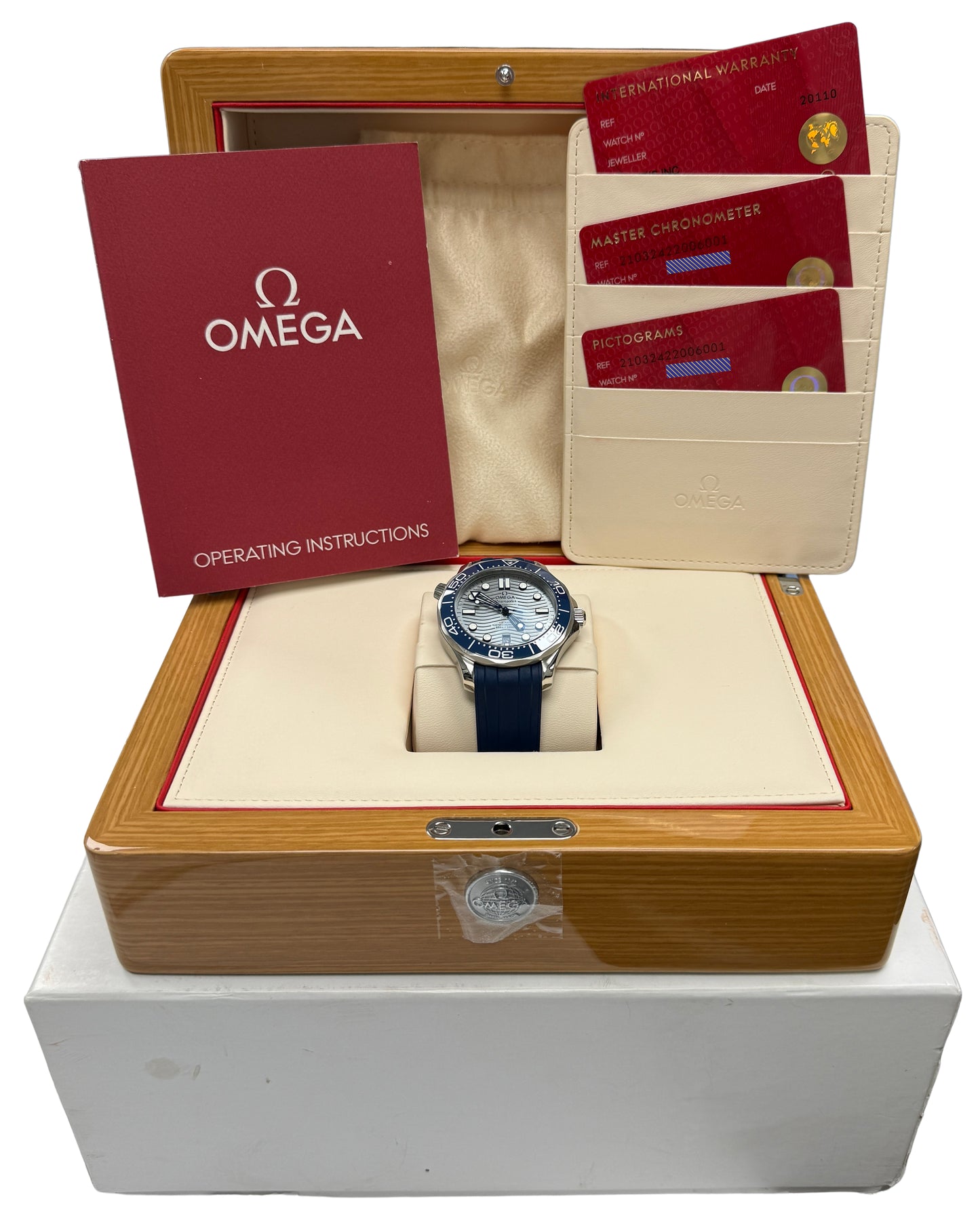 PAPERS Omega Seamaster Diver Steel BLUE GREY WAVE 42mm 210.32.42.20.06.001 BOX