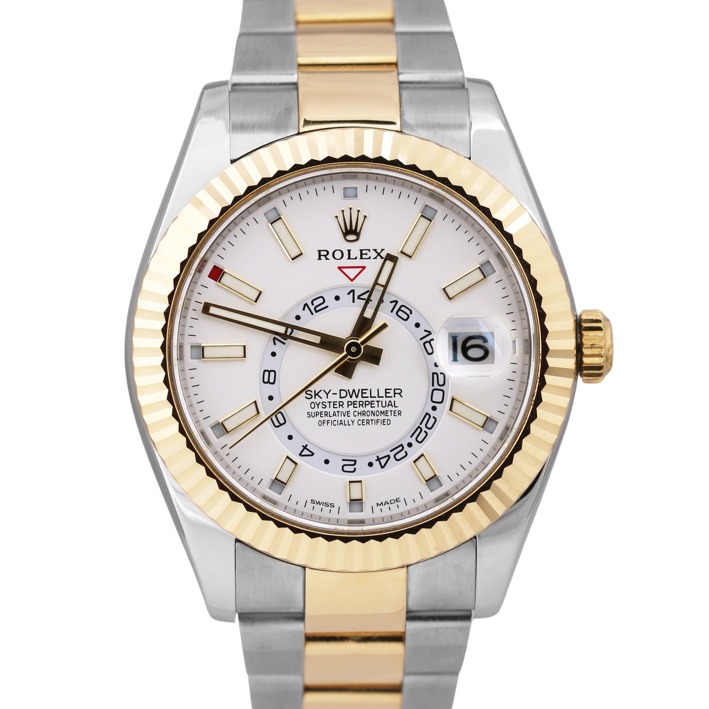 MINT 2019 PAPERS Rolex Sky-Dweller WHITE 18K Gold Steel 42mm OYSTER 326933 BOX
