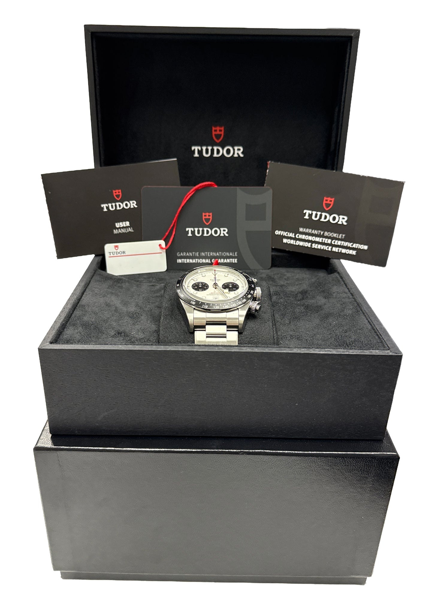 2022 PAPERS Tudor Black Bay Chrono 41mm PANDA White Stainless Watch 79360 BOX