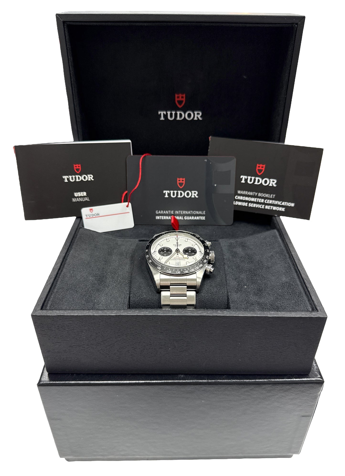 PAPERS Tudor Black Bay Chrono 41mm PANDA White Stainless Steel 79360 N BOX