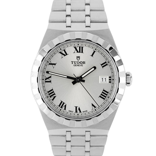 Tudor, Tudor Royal, Royal, Tudor Silver Dial, Tudor Silver, Silver Dal, Tudor Roman, Tudor Silver Roman, Tudor Silver Roman Numeral, Silver Roman, Roman, Silver Roman Numeral, Roman Numeral, Tudor Notched, Tudor Notched Bezel, Notched, Notched Bezel, Tudor 28500, 28500