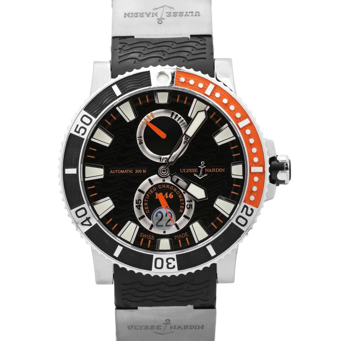 Ulysse Nardin Maxi Marine Diver 45mm TITANIUM Black Wave Orange 263-90 Watch