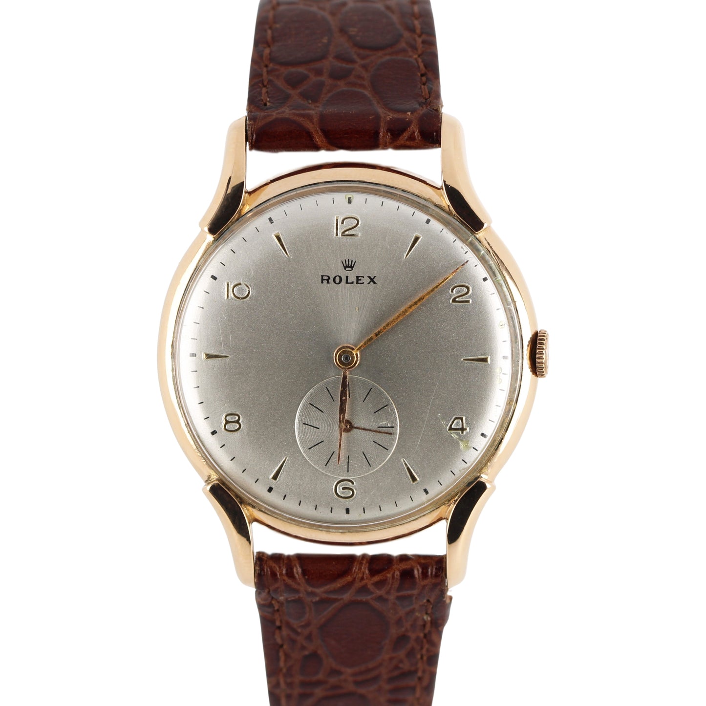 VINTAGE Rolex Precision 18k Rose Gold Silver 35mm Brown Leather Dress CollectorsWatches VINTAGE Rolex Precision 18k Rose Gold Silver 35mm Brown Leather Dress CollectorsWatches