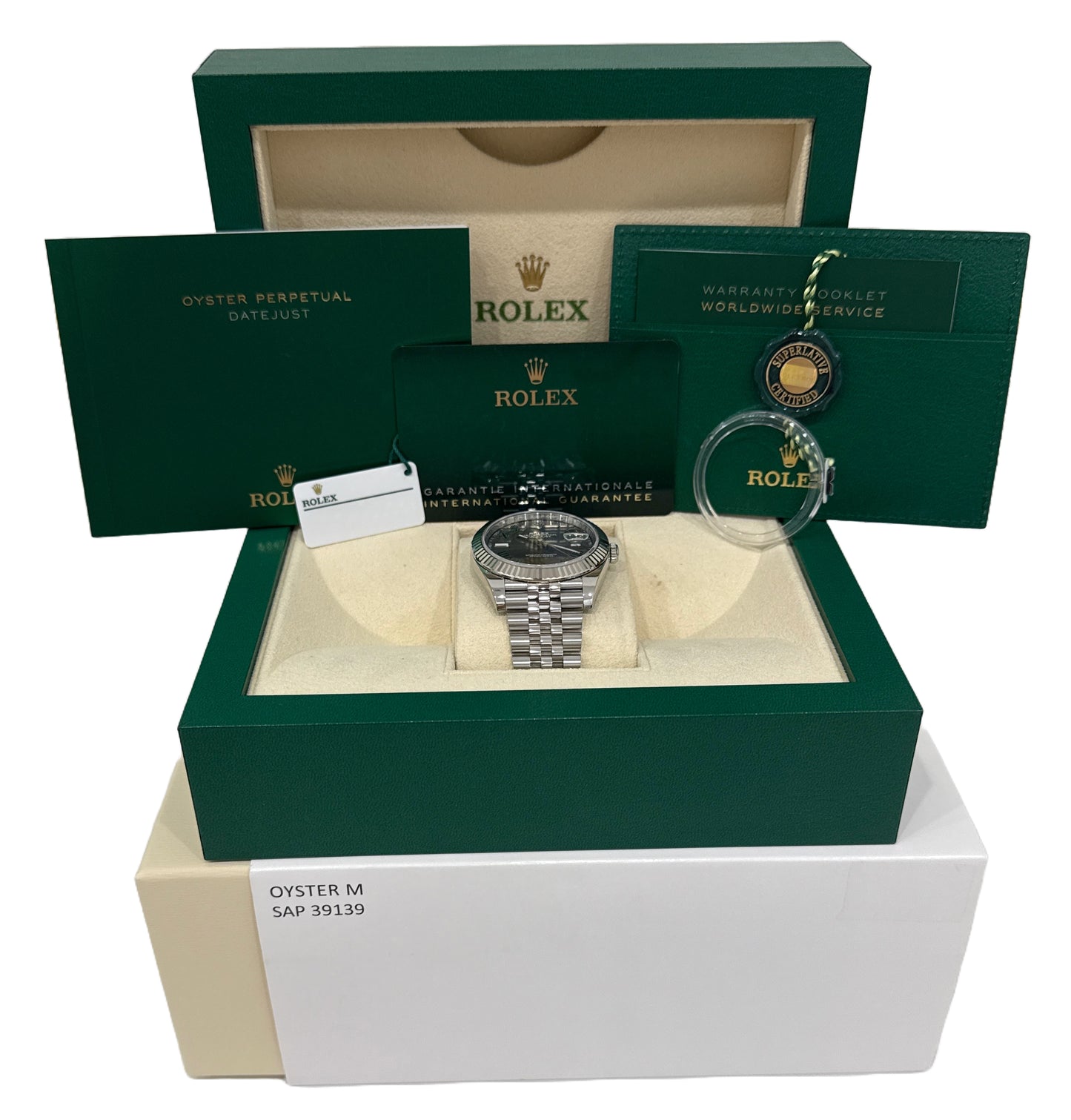 2023 PAPERS Rolex DateJust 41 WIMBLEDON 18K Gold 41mm JUBILEE 126334 Watch BOX