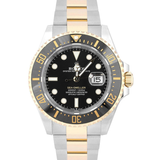 2022 Rolex Sea-Dweller 43mm Two-Tone 18K Gold Steel Black Stainless Watch 126603