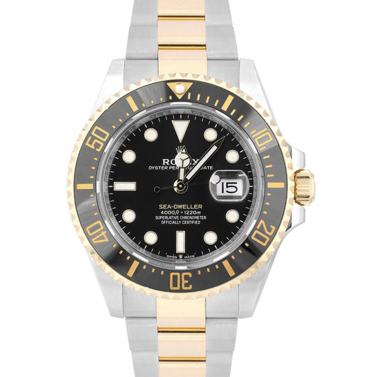 Rolex Sea-Dweller 43mm BLACK Two-Tone 18K Yellow Gold Steel Watch 126603 BOX