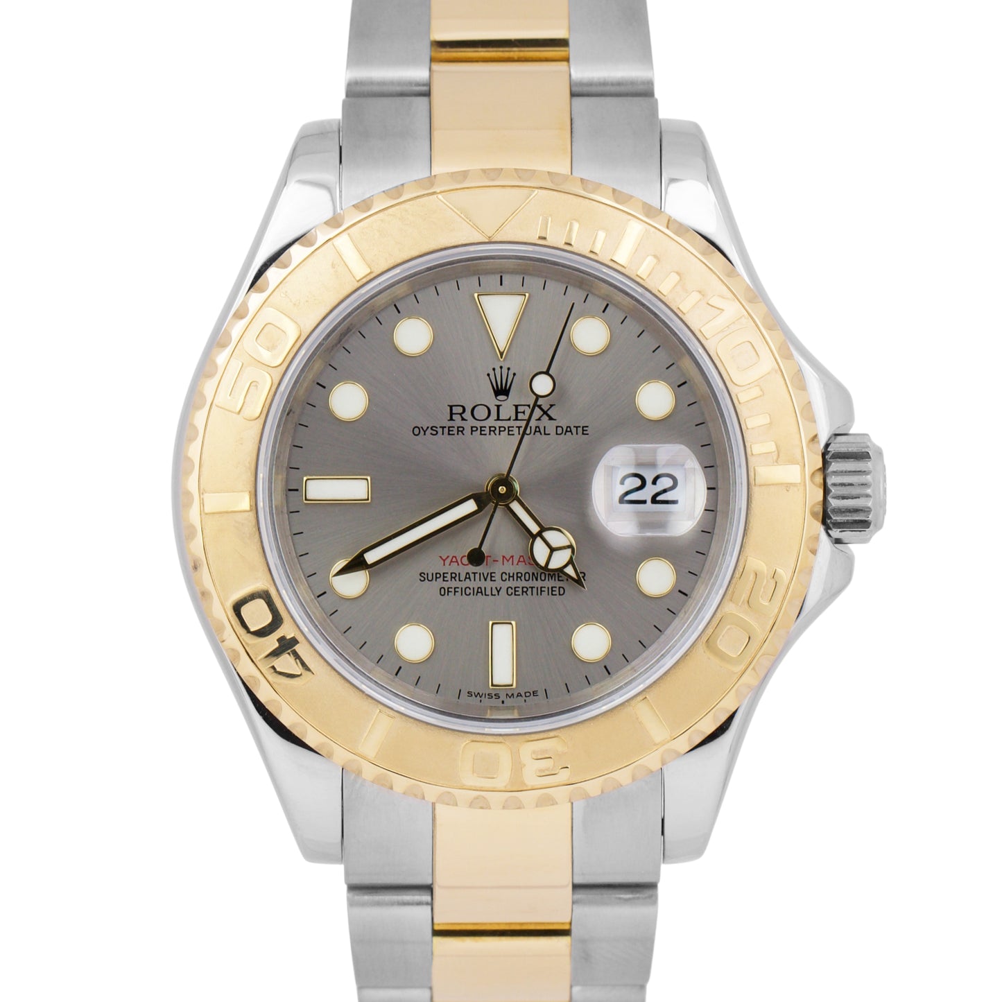 Rolex Yacht-Master 40mm GRAY Two-Tone 18K Yellow Gold Stainless Steel Date 16623