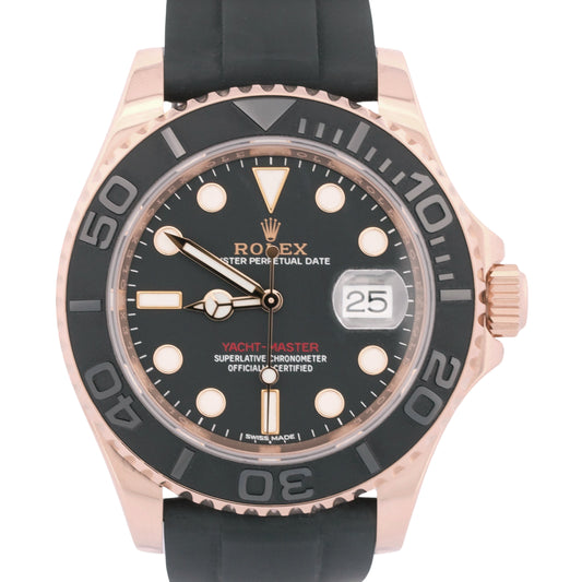 Rolex Yacht-Master BLACK 18K Rose Gold Oysterflex Rubber 40mm 116655 Watch