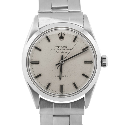 Rolex Oyster Perpetual Air-King Precision SILVER Stainless Steel 34mm 5500 Watch