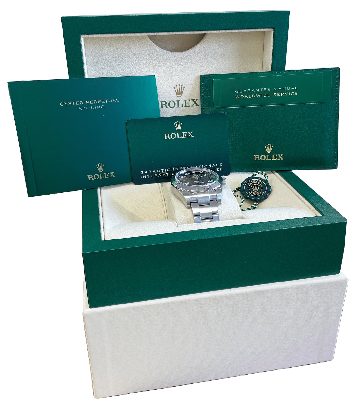 2021 PAPERS Rolex Air-King 40mm Green Black Arabic Stainless Steel 116900 BOX