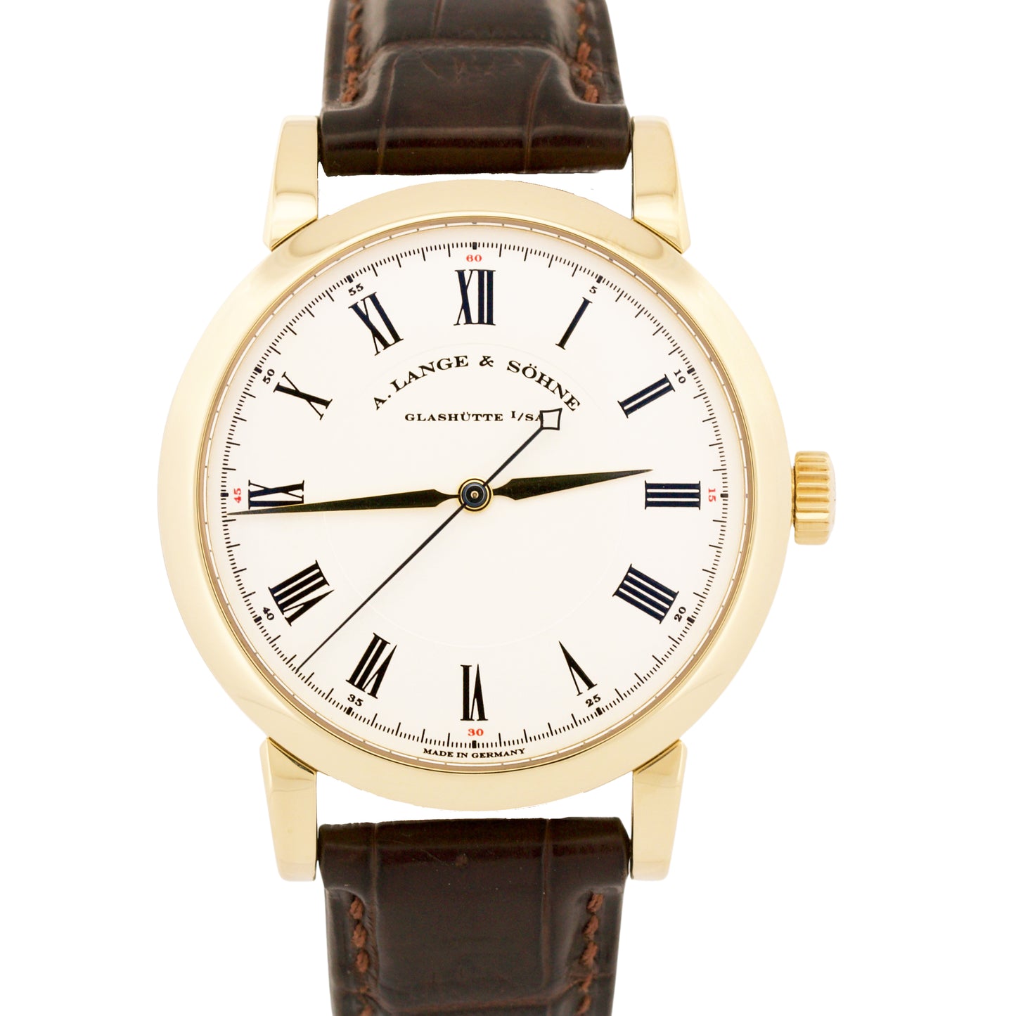 A. Lange & Sohne Richard Lange SILVER 18K Gold Leather Manual 40.5mm 232.021 BOX