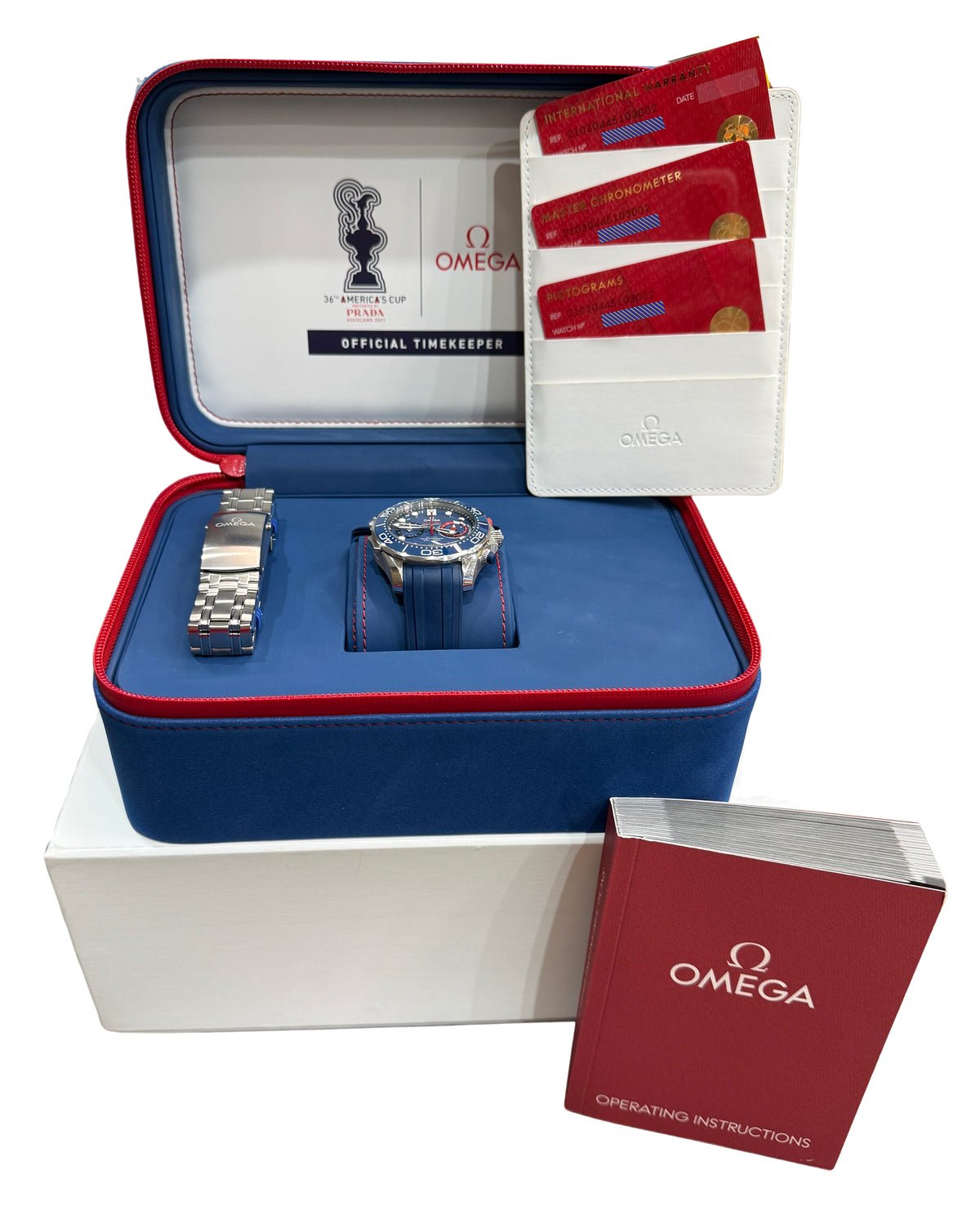 Omega Seamaster America's Cup Diver 210.30.44.51.03.002 Blue 44mm Box Papers