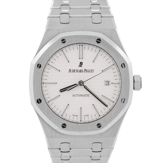 Unpolished Audemars Piguet Royal Oak 15400ST White 41mm Steel Watch Box Papers