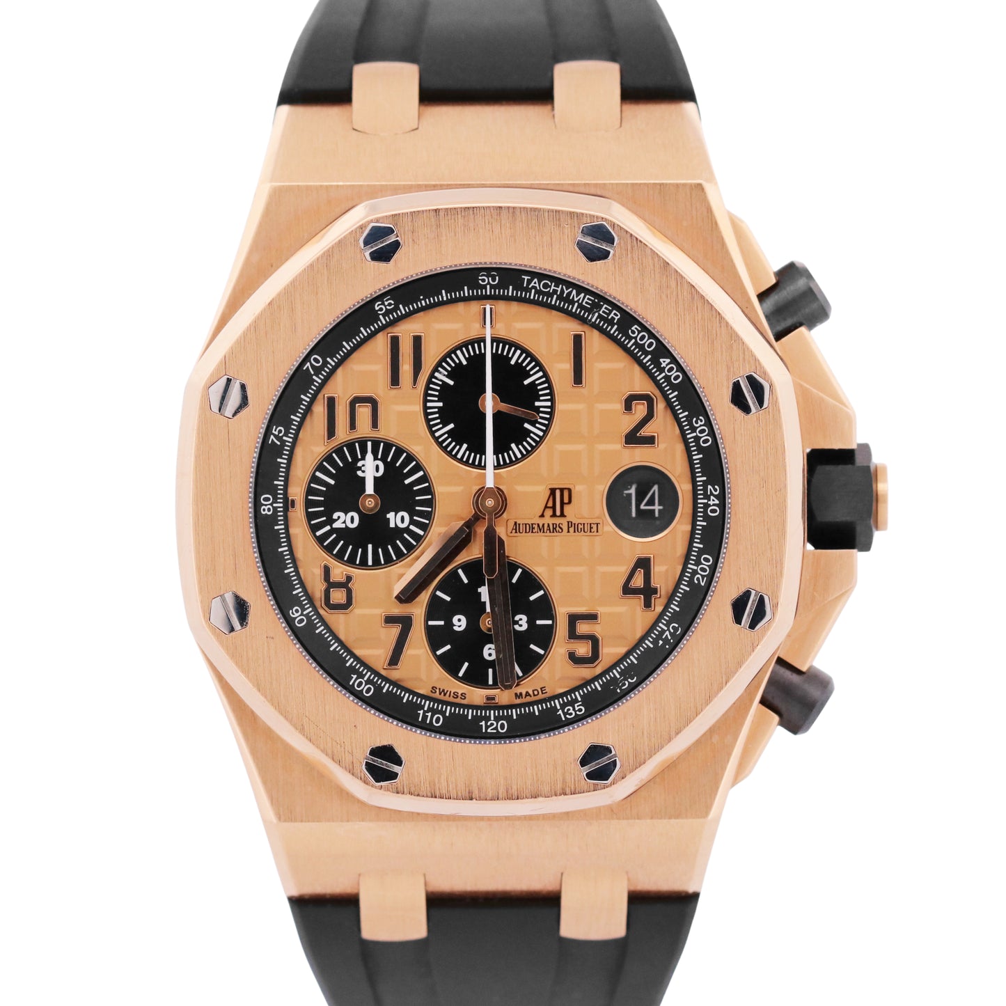 PAPERS Audemars Piguet Royal Oak Offshore CHAMPAGNE Black 18K 42mm 26470OR BOX