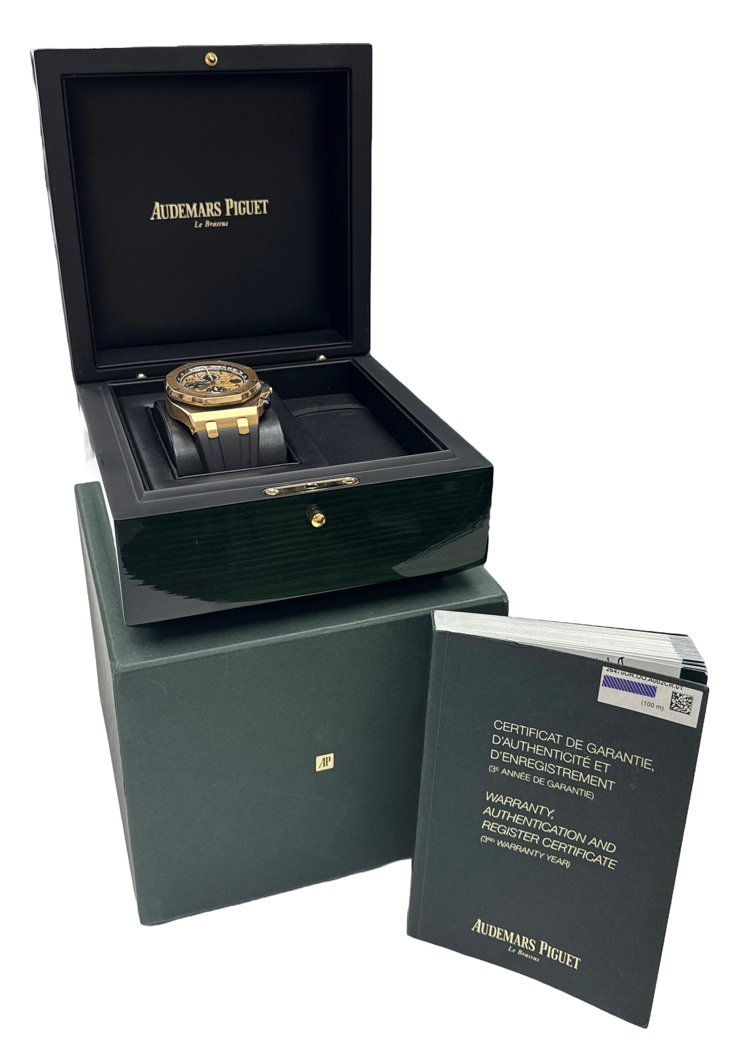PAPERS Audemars Piguet Royal Oak Offshore CHAMPAGNE Black 18K 42mm 26470OR BOX