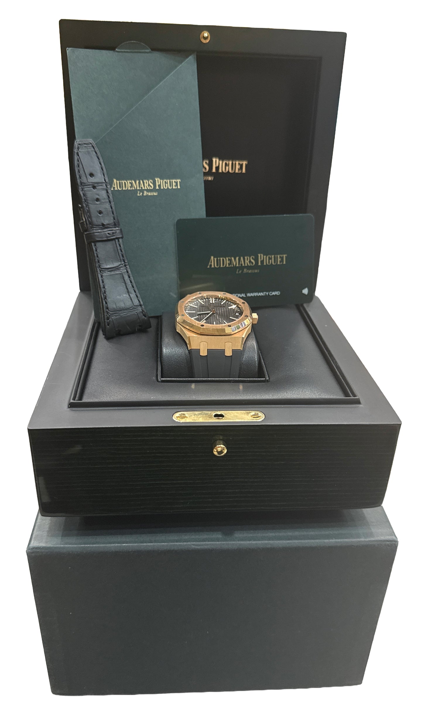 PAPERS Audemars Piguet Royal Oak BLACK 41mm 18K 15510OR 50th Anniversary BOX